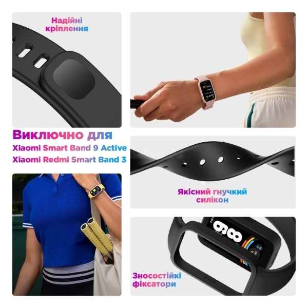 Фото - Ремешок для фитнес-браслета Armorstandart for Xiaomi Smart Band 9 Active / Redmi Smart Band 3 Midnight Blue (ARM85584)