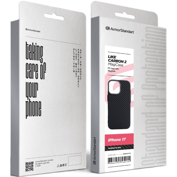 Фото - Чехол для смартфона Armorstandart LikeCarbon2 MagCase for Apple iPhone 17 Carbon Black (ARM86257)