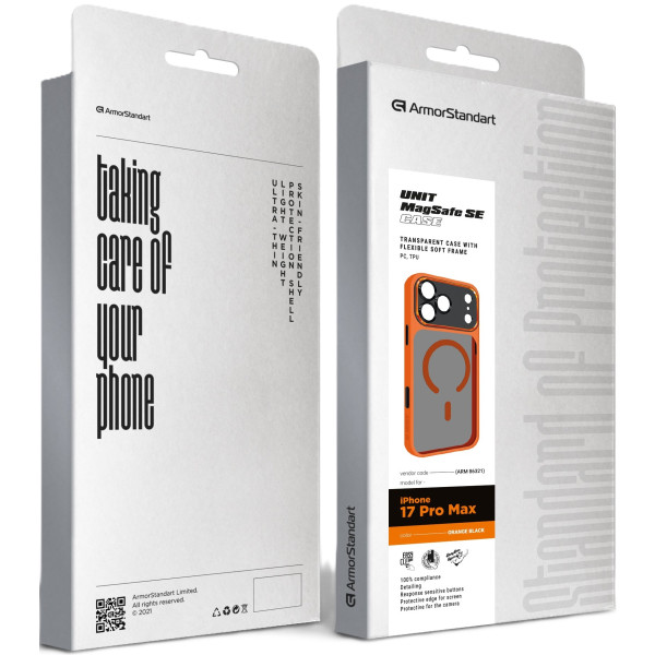 Фото - Чохол для смартфону Armorstandart Unit-C MagCase SE for Apple iPhone 17 Pro Orange Black (ARM86317)