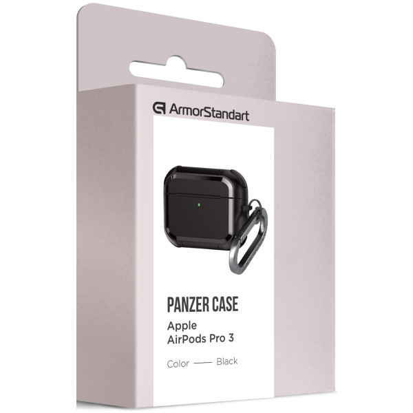 Фото - Чохол для навушників Armorstandart Panzer for Apple Airpods Pro 3 Black (ARM88286)