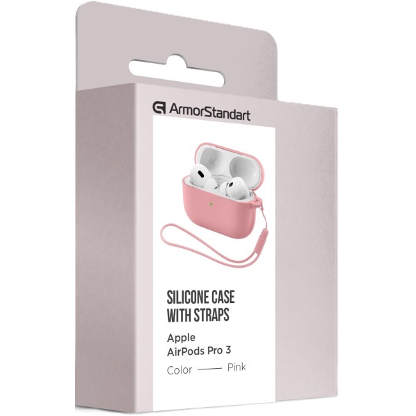 Фото - Чехол для наушников Armorstandart Silicone Case with straps for Apple Airpods Pro 3 Pink (ARM88297)