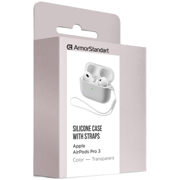 Фото - Чохол для навушників Armorstandart Silicone Case with straps for Apple Airpods Pro 3 Transparent (ARM88300)