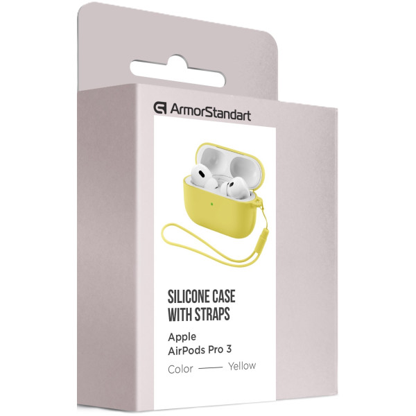 Фото - Чохол для навушників Armorstandart Silicone Case with straps for Apple Airpods Pro 3 Yellow (ARM88303)