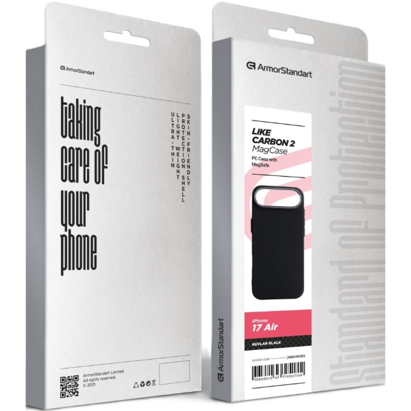 Фото - Чохол для смартфону Armorstandart LikeCarbon2 MagCase for Apple iPhone 17 Air Kevlar Black (ARM88380)