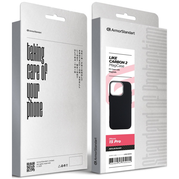 Фото - Чохол для смартфону Armorstandart LikeCarbon2 MagCase for Apple iPhone 15 Pro Kevlar Black (ARM88589)