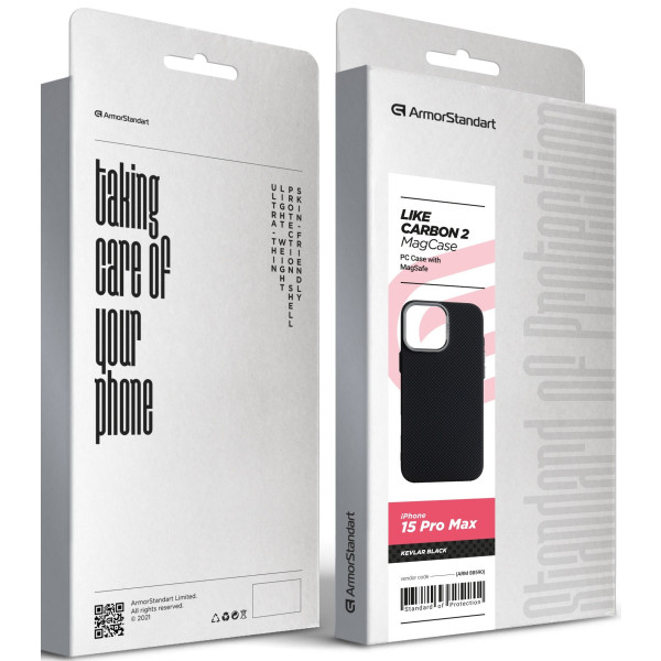Фото - Чохол для смартфону Armorstandart LikeCarbon2 MagCase for Apple iPhone 15 Pro Max Kevlar Black (ARM88590)