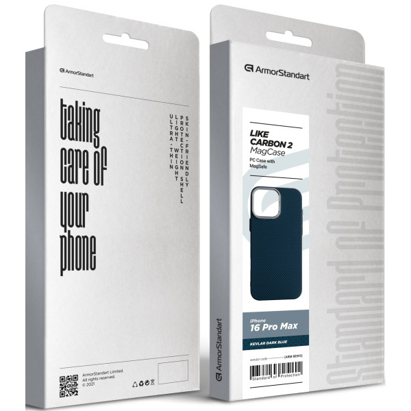 Фото - Чохол для смартфону Armorstandart LikeCarbon2 MagCase for Apple iPhone 16 Pro Max Kevlar Dark Blue (ARM88593)