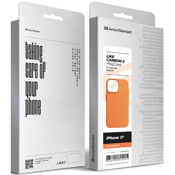 Фото - Чохол для смартфону Armorstandart LikeCarbon2 MagCase for Apple iPhone 17 Kevlar Orange (ARM88614)