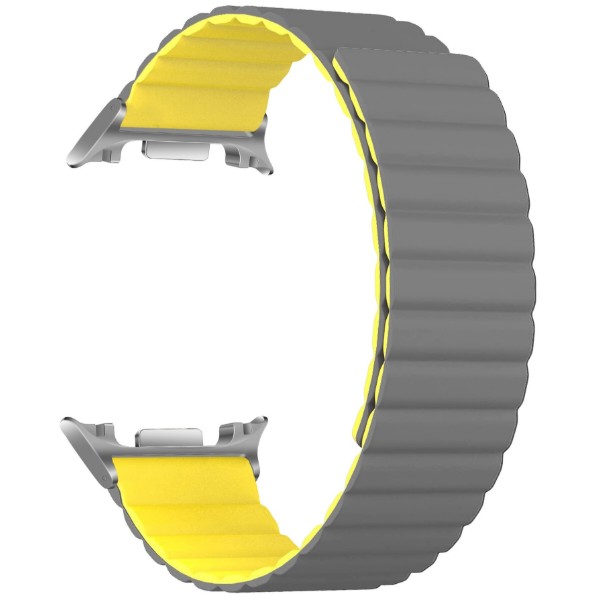 Фото - Ремінець для смарт-годинника Armorstandart MagLink 
for Samsung Galaxy Watch 9 / 9 Classic / 8 / 8 Classic Grey Yellow (silver connector) (ARM89079)