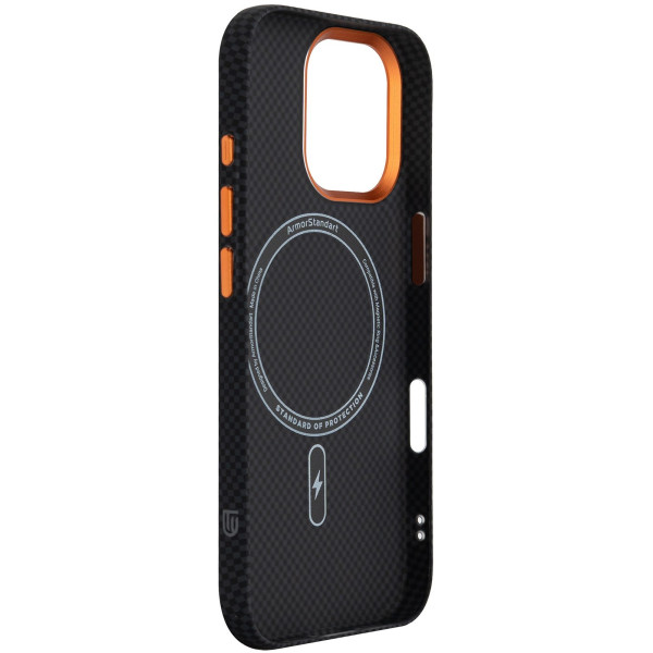 Фото - Чохол для смартфону Armorstandart LikeCarbon2 SE MagCase for Apple iPhone 17 Kevlar Black Orange (ARM89163)