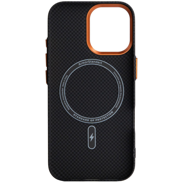 Фото - Чохол для смартфону Armorstandart LikeCarbon2 SE MagCase for Apple iPhone 17 Kevlar Black Orange (ARM89163)