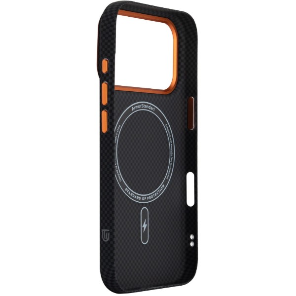 Фото - Чохол для смартфону Armorstandart LikeCarbon2 SE MagCase for Apple iPhone 17 Pro Kevlar Black Orange (ARM89164)