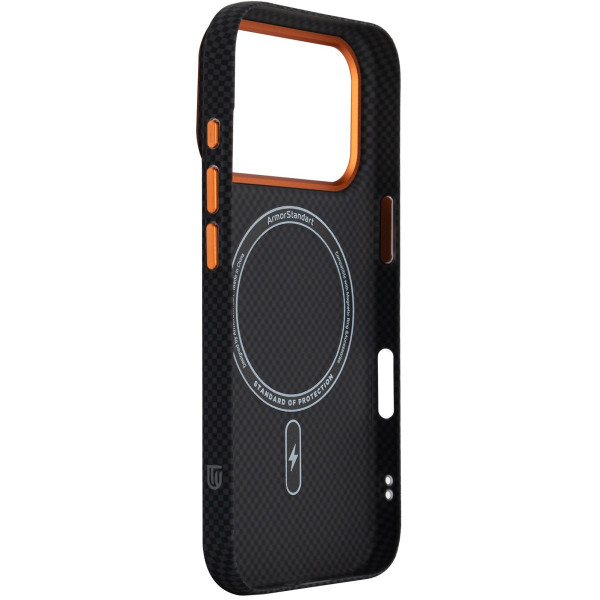 Фото - Чехол для смартфона Armorstandart LikeCarbon2 SE MagCase for Apple iPhone 17 Pro Max Kevlar Black Orange (ARM89165)