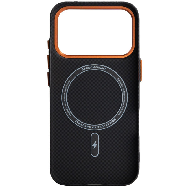 Фото - Чехол для смартфона Armorstandart LikeCarbon2 SE MagCase for Apple iPhone 17 Pro Max Kevlar Black Orange (ARM89165)