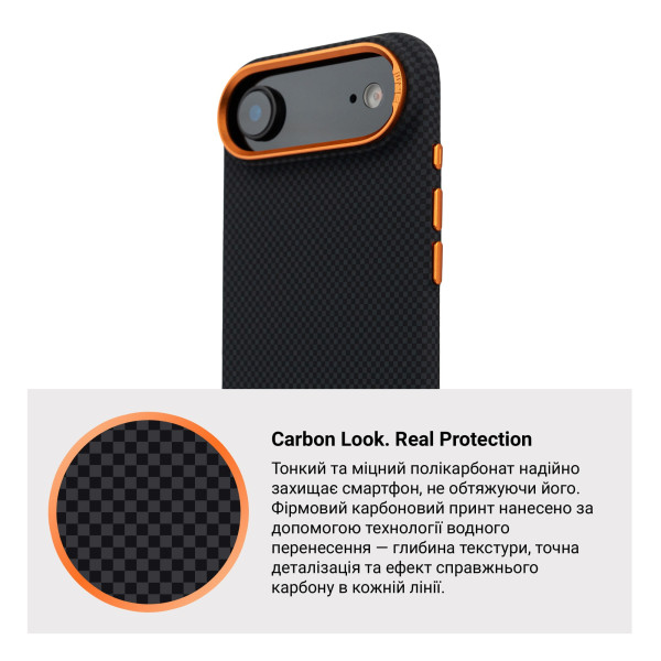 Фото - Чохол для смартфону Armorstandart LikeCarbon2 SE MagCase for Apple iPhone 17 Air Kevlar Black Orange (ARM89166)