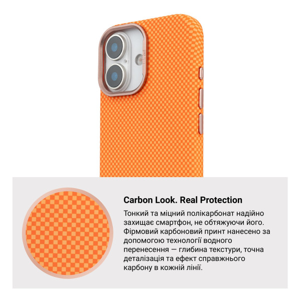 Фото - Чохол для смартфону Armorstandart LikeCarbon2 SE MagCase for Apple iPhone 17 Kevlar Orange Rose Gold (ARM89167)