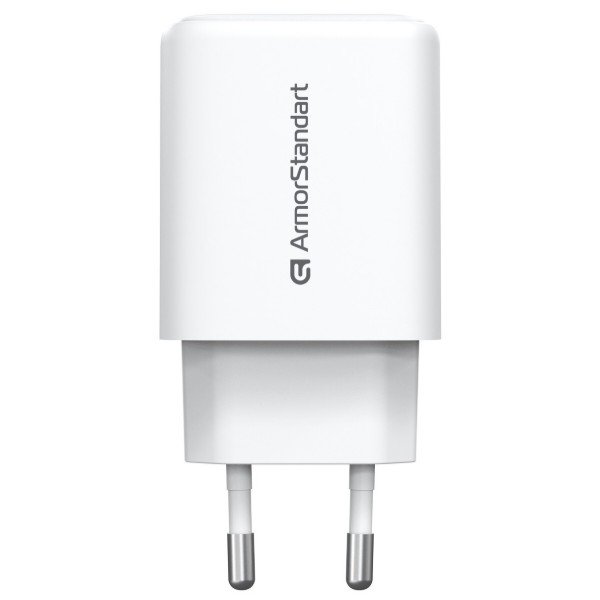 Фото - Сетевое зарядное устройство Armorstandart AR-T202WEU 20W GaN USB-C+ USB-A White (ARM89531)