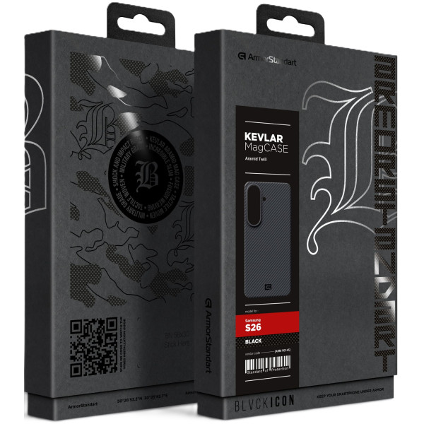 Фото - Чехол для смартфона Armorstandart BlackIcon Aramid Twill MagCase for Samsung S26 Black (ARM90145)