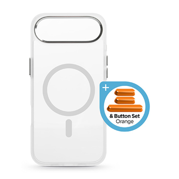 Фото - Чехол для смартфона Armorstandart Unit MagCase for Apple iPhone 17 Air Matte Clear Silver + Orange Button Set (ARM90583)