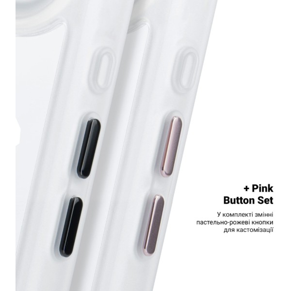 Фото - Чехол для смартфона Armorstandart Unit MagCase for Apple iPhone 17 Air Matte Clear Silver + Pink Button Set (ARM90584)