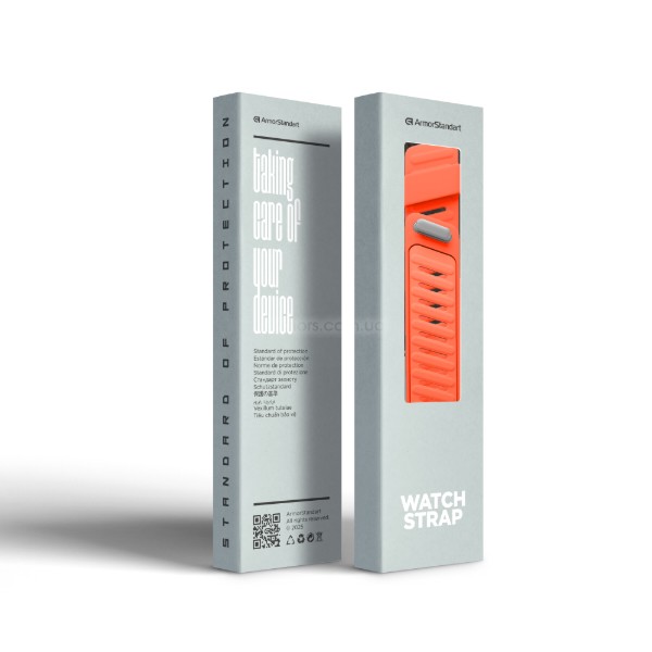 Фото - Ремешок для фитнес-браслета Armorstandart Silicone Tech for Whoop 5.0 / MG Orange with Silver (ARM90099)