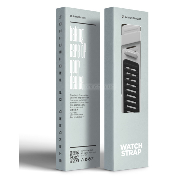 Фото - Ремінець для фітнес-браслета Armorstandart Silicone Tech for Whoop 5.0 / MG Grey with Silver (ARM90097)