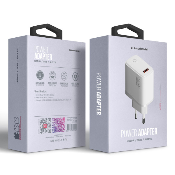 Фото - Сетевое зарядное устройство Armorstandart AR013 USB-A 30W White (ARM84424)