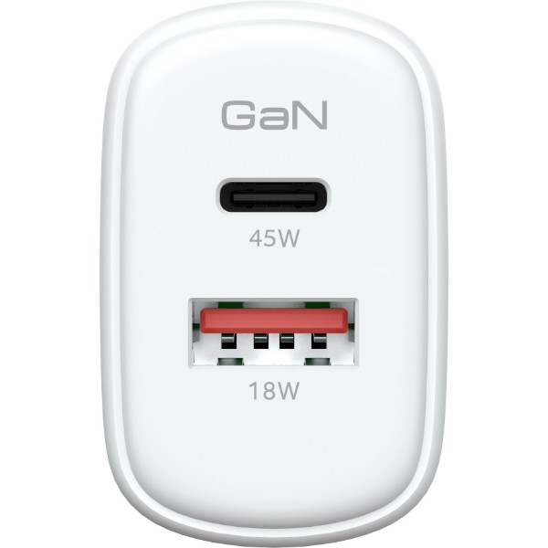 Фото - Мережевий зарядний пристрій Armorstandart Poweraze 45W GaN Type-C+USB-A White (ARM90431)