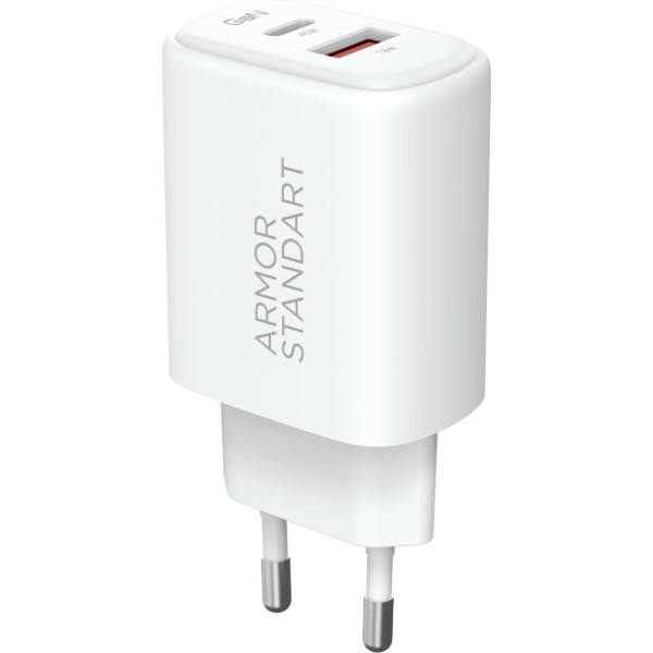 Фото - Мережевий зарядний пристрій Armorstandart Poweraze 45W GaN Type-C+USB-A White (ARM90431)
