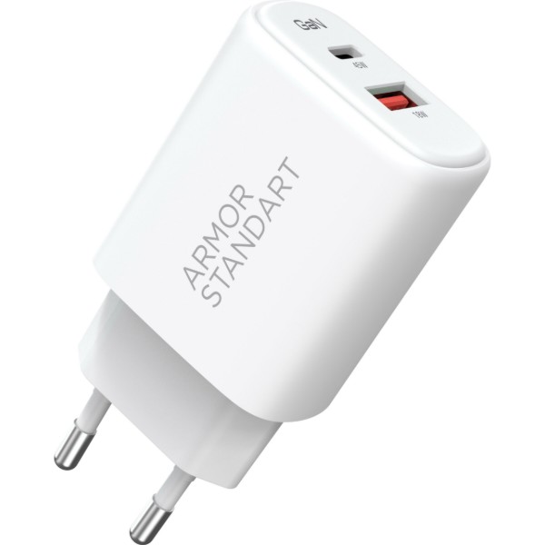 Фото - Мережевий зарядний пристрій Armorstandart Poweraze 45W GaN Type-C+USB-A White (ARM90431)