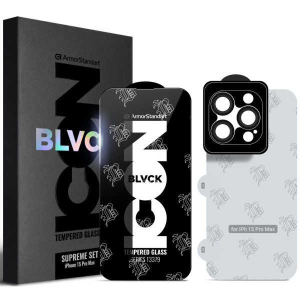 Фото - Защитное стекло для смартфона Armorstandart Supreme Set Black Icon для Apple iPhone 15 Pro Max (ARM74188)