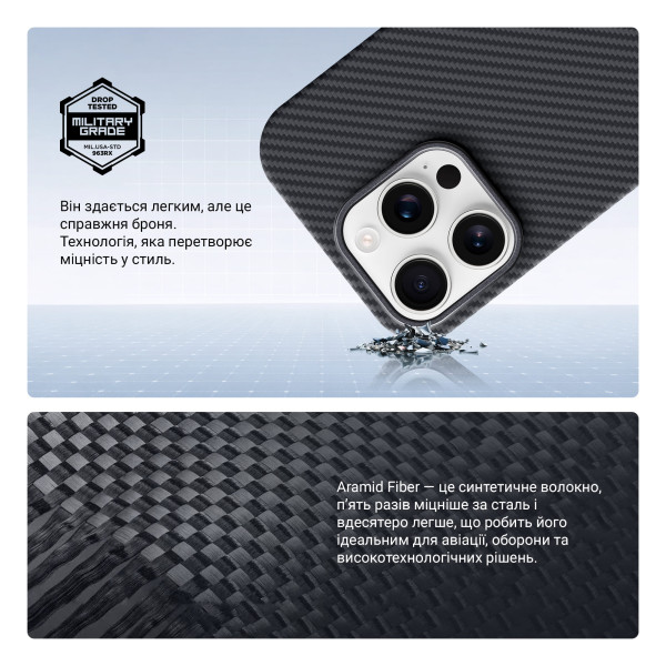Фото - Чехол для смартфона Armorstandart BlackIcon Aramid Twill MagCase for Apple iPhone 16 Pro Max Black (ARM90152)