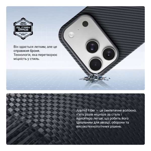 Фото - Чохол для смартфону Armorstandart BlackIcon Aramid Twill MagCase for Apple iPhone 17 Pro Black (ARM90149)