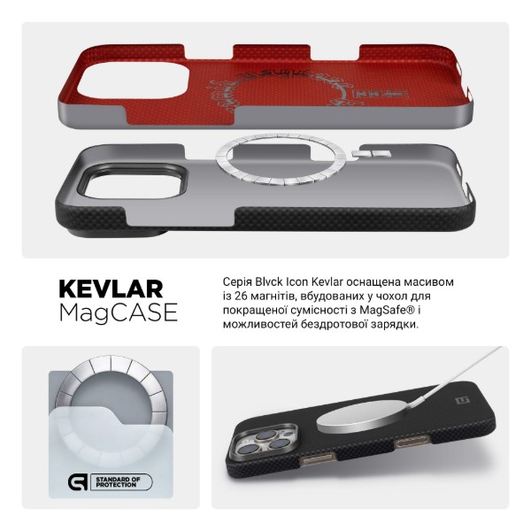 Фото - Чехол для смартфона Armorstandart BlackIcon Kevlar MagCase for Apple iPhone 15 Pro Max Black (ARM88537)