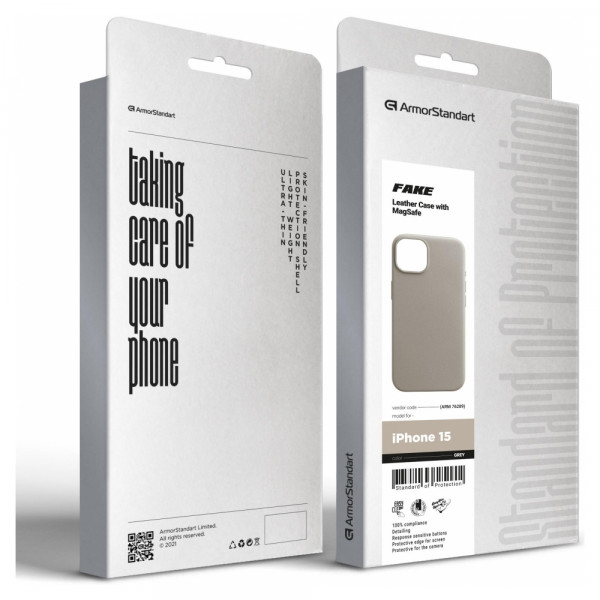 Фото - Чохол для смартфону Armorstandart FAKE Leather Case for Apple iPhone 15 Grey (ARM76289)