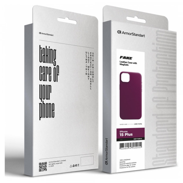 Фото - Чохол для смартфону Armorstandart FAKE Leather Case for Apple iPhone 15 Plus Deep Purple (ARM76296)