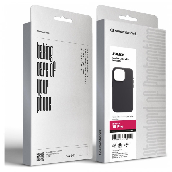 Фото - Чохол для смартфону Armorstandart FAKE Leather Case for Apple iPhone 15 Pro Black (ARM76299)
