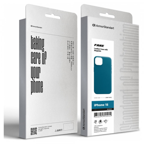 Фото - Чохол для смартфону Armorstandart FAKE Leather Case for Apple iPhone 15 Sea Blue (ARM76292)