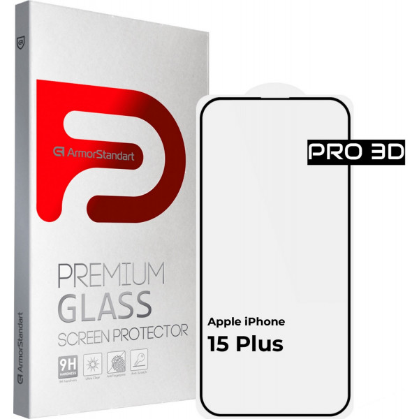 Фото - Захисне скло для смартфону Armorstandart Pro 3D for Apple iPhone 15 Plus Black (ARM68218) Фото - Захисне скло для смартфону Armorstandart Pro 3D for Apple iPhone 15 Plus Black (ARM68218)