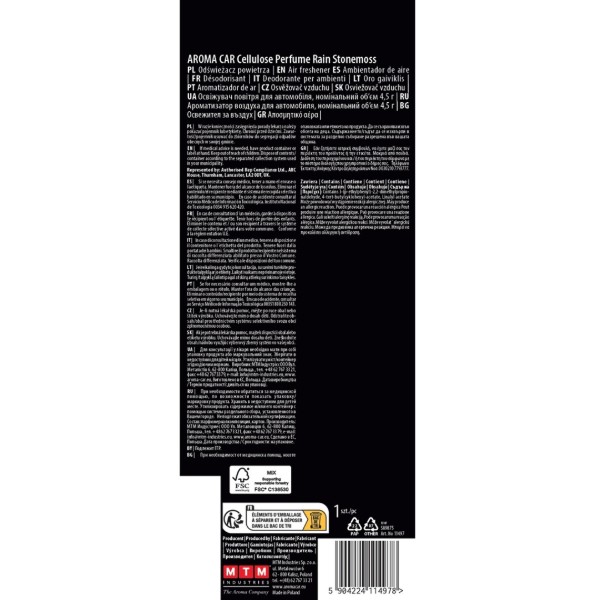 Фото - Ароматизатор для авто Aroma Car Perfumes Cellulose - Rainstonemoss (11497)