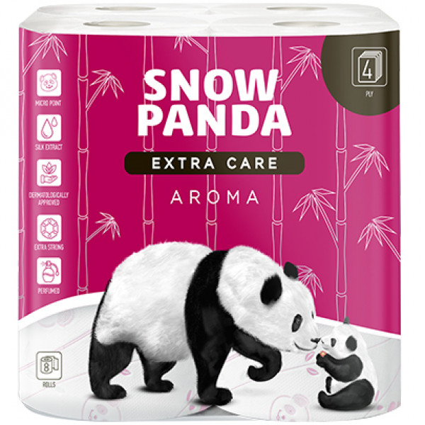 Фото - Туалетная бумага Сніжна панда EXTRA CARE Aroma 4сл, 8 шт.