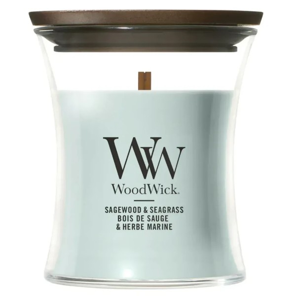 Фото - Свеча стекло Woodwick Mini Sagewood & Seagrass (Полынь и Морская трава) 85г (1728621E)