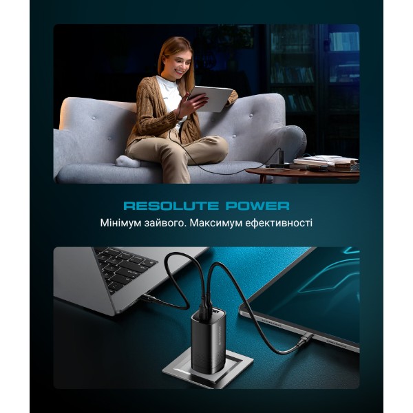 Фото - Сетевое зарядное устройство Armorstandart Resolute Power ARP-721 67W GaN Black (ARM88384)