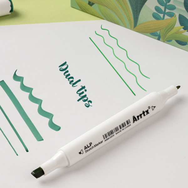 Фото - Набір маркерів Arrtx Alp ASM-02GN 24 кольори, зелені відтінки (LC302246)