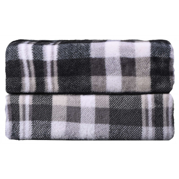 Фото - Плед євро Flannel 200х220 см клітинка сіра (ART0102PB)