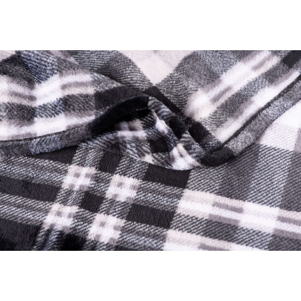 Фото - Плед євро Flannel 200х220 см клітинка сіра (ART0102PB)