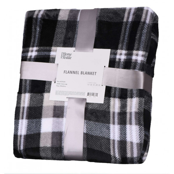 Фото - Плед євро Flannel 200х220 см клітинка сіра (ART0102PB)