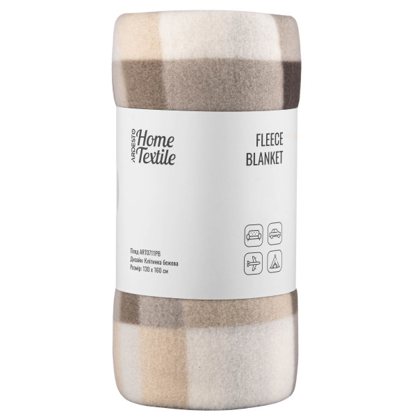 Фото - Плед односпальний Ardesto Fleece 130x160 см клітинка бежевий (ART0711PB)