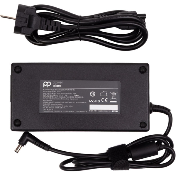 Фото - Зарядное устройство для ноутбука PowerPlant ASUS 220V, 20V 150W 7.5A (6.0x3.7) (AS150H6037)