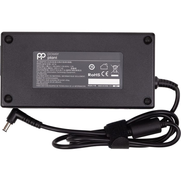Фото - Зарядное устройство для ноутбука PowerPlant ASUS 220V, 20V 150W 7.5A (6.0x3.7) (AS150H6037)